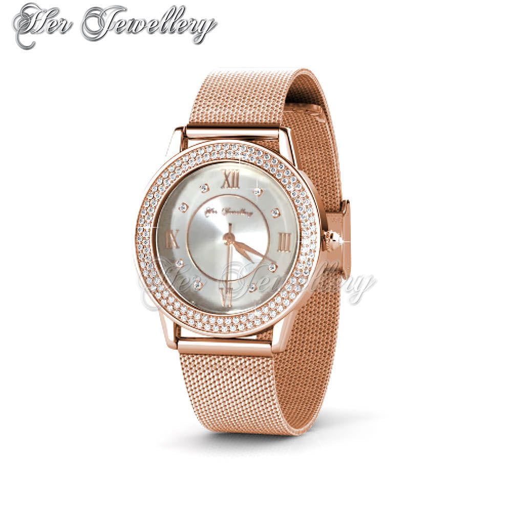 Swarovski Crystals Dawn Metallic Watch (Rose Gold) - Her Jewellery