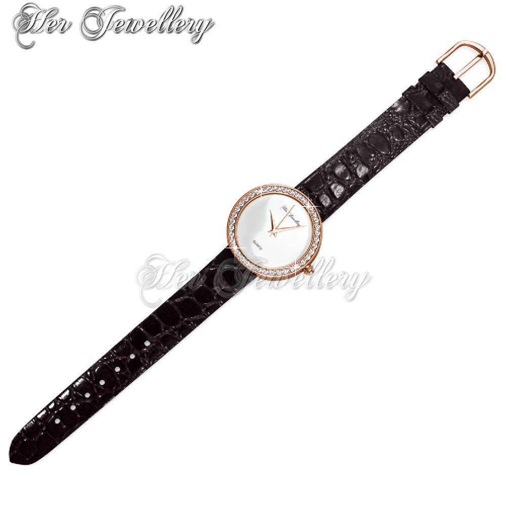 Swarovski Crystals Leather Watch - Her Jewellery