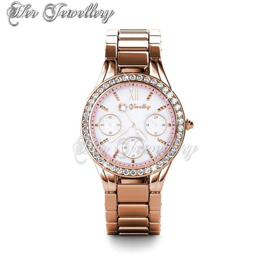 Swarovski Crystals Pinkc Watch (Rose Gold, Pink) - Her Jewellery