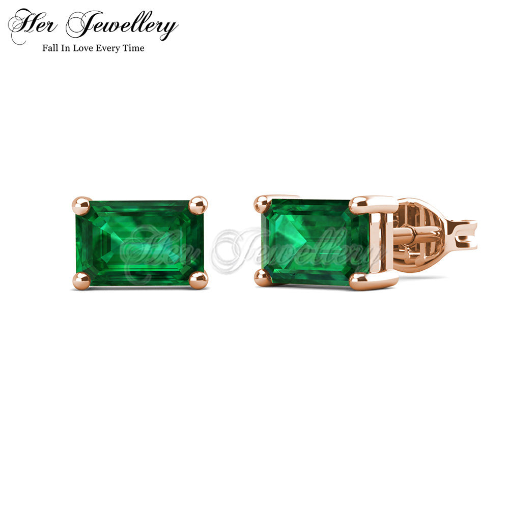 Rectangle Stud Emerald Earrings