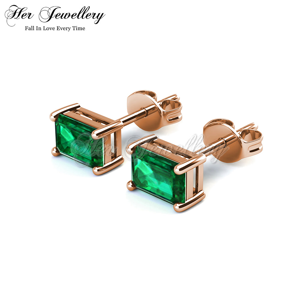 Rectangle Stud Emerald Earrings