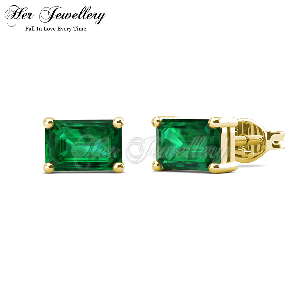 Rectangle Stud Emerald Earrings