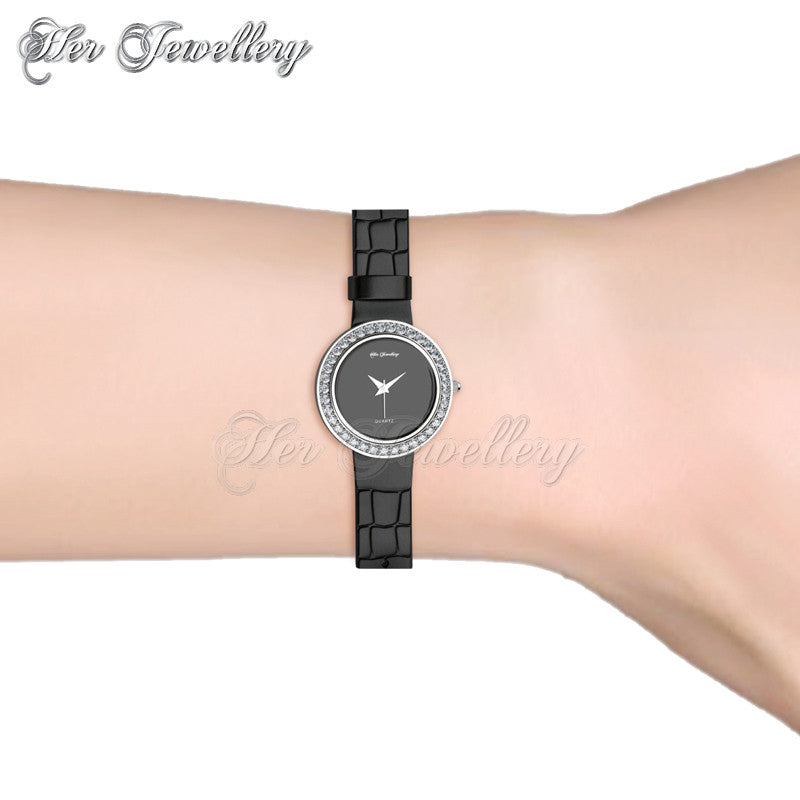 Swarovski Crystals Leather Watch - Her Jewellery