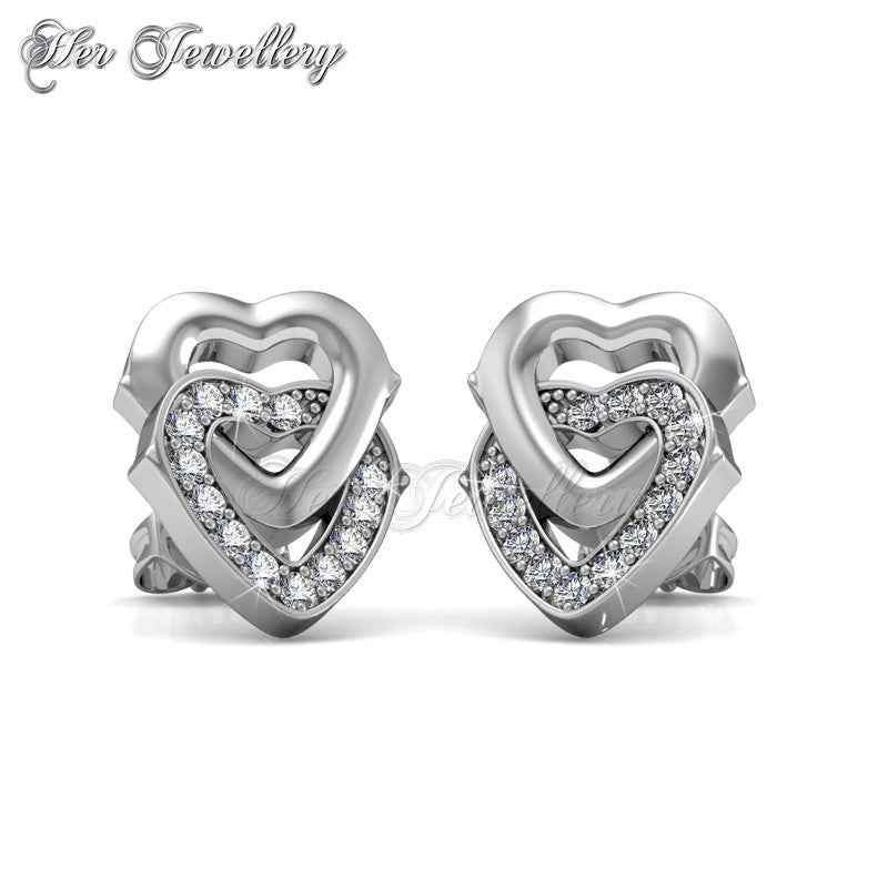 Swarovski Crystals 2 Hearts Earrings†- Her Jewellery