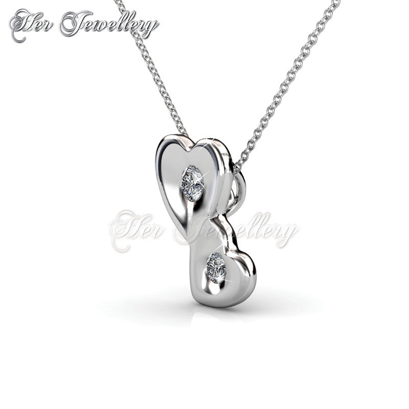 Swarovski Crystals Double Love Pendant - Her Jewellery