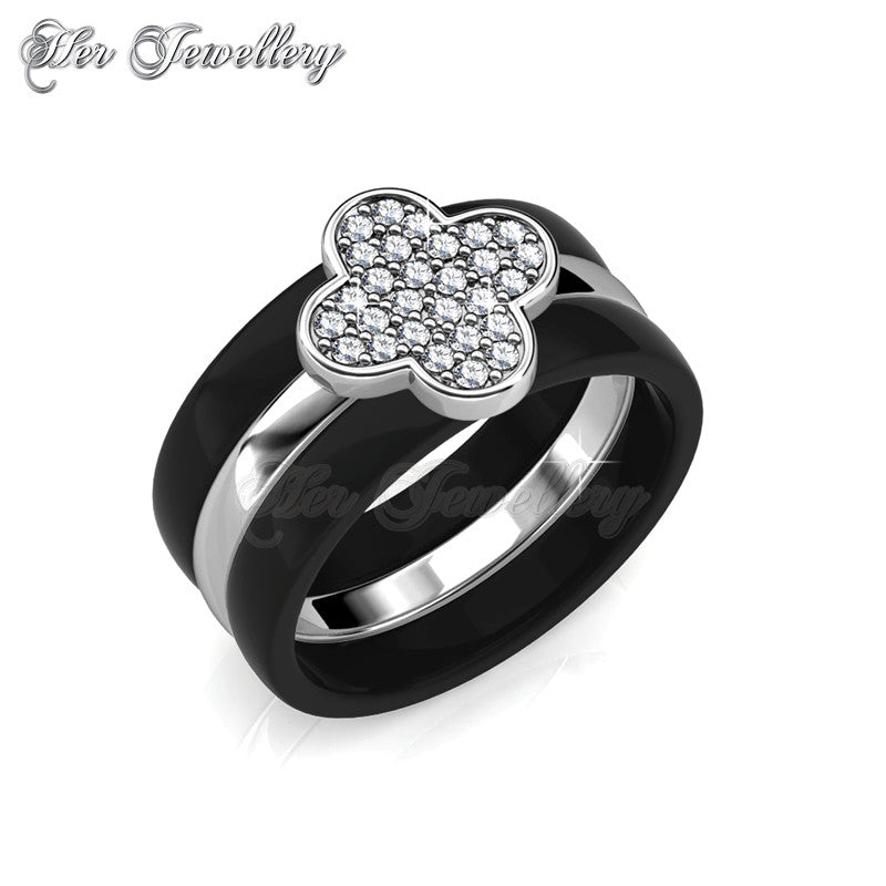 Swarovski Crystals Clover Ceramic Ring - Her Jewellery