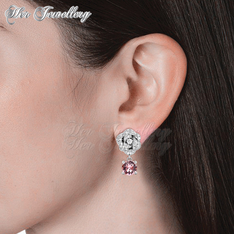 Swarovski Crystals Glamour Rose Earrings - Her Jewellery
