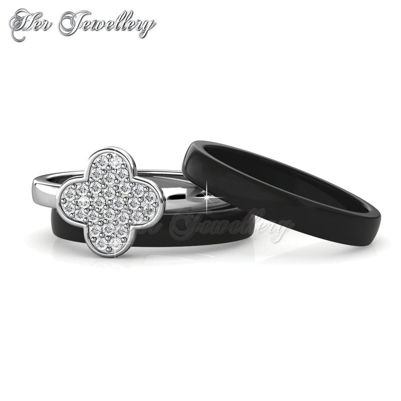 Swarovski Crystals Clover Ceramic Ring - Her Jewellery