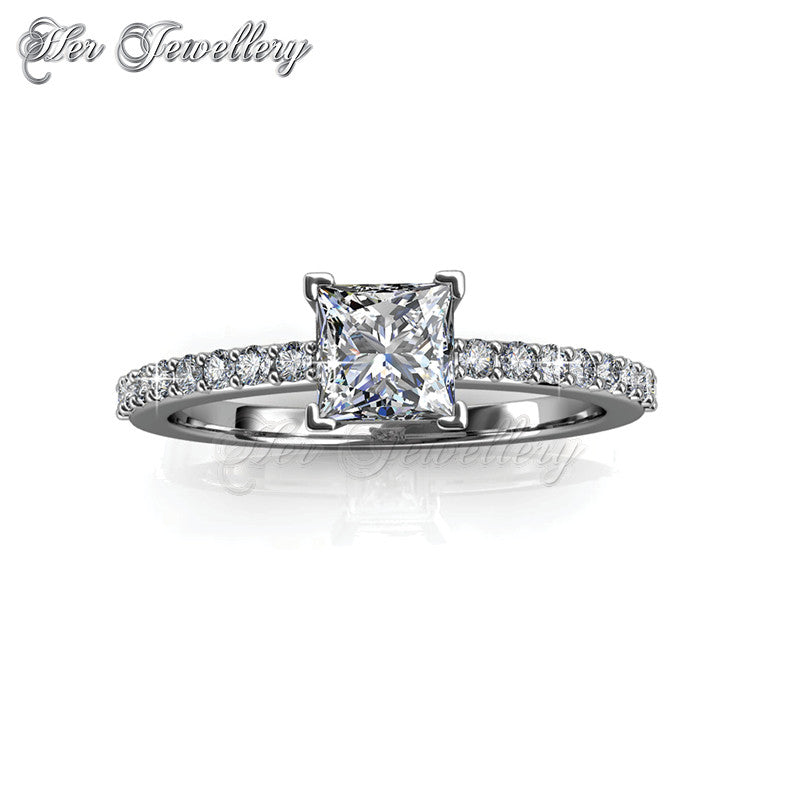 Swarovski Crystals Simple Square Ring - Her Jewellery