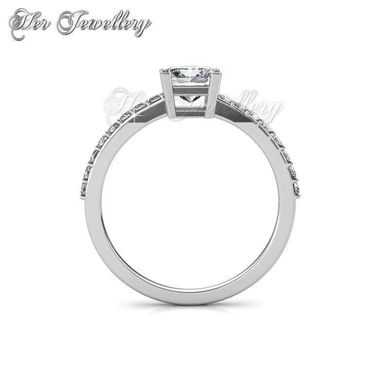 Swarovski Crystals Simple Square Ring - Her Jewellery