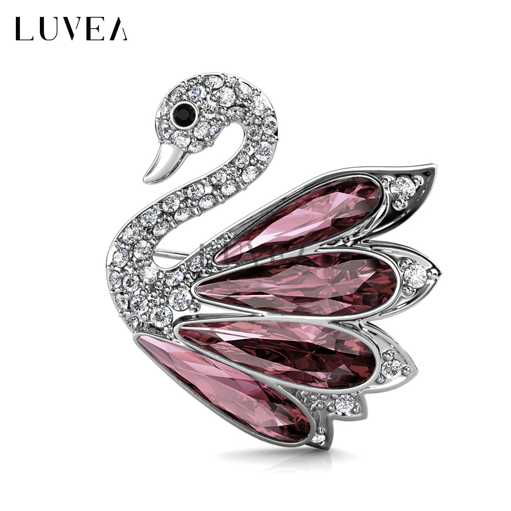 Elegant Crystal Swan Brooch – Her Jewellery