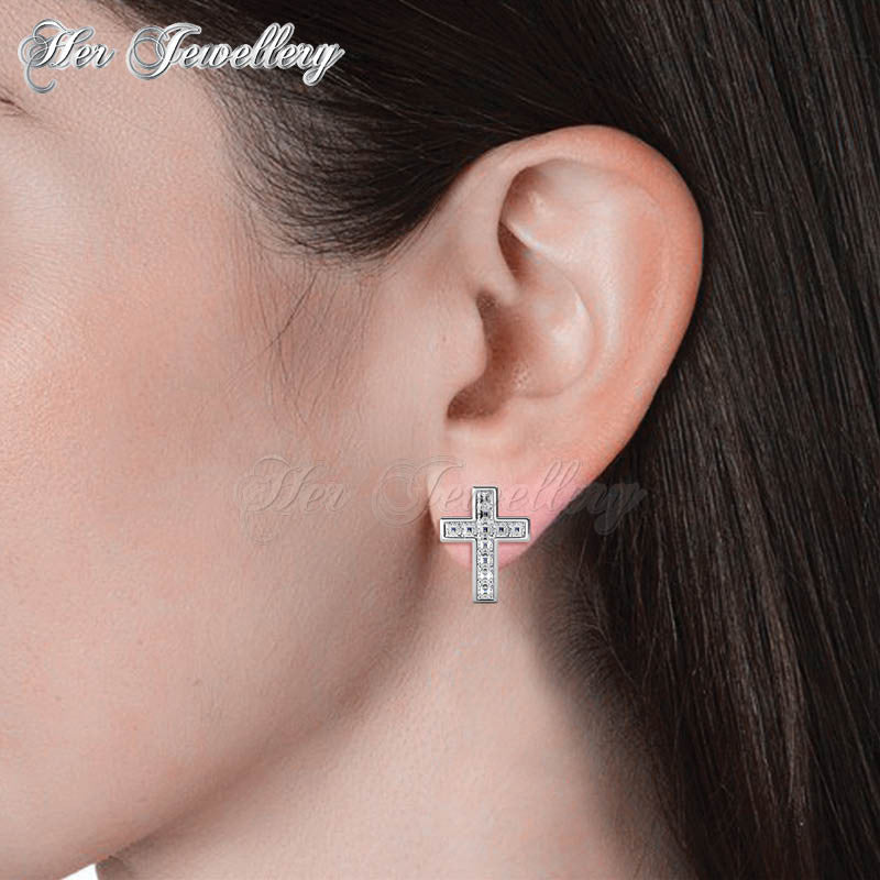 Swarovski Crystals Cross Earrings - Her Jewellery