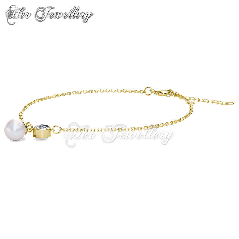 Swarovski Crystals Crystal Pearl Anklet (Yellow Gold) - Her Jewellery