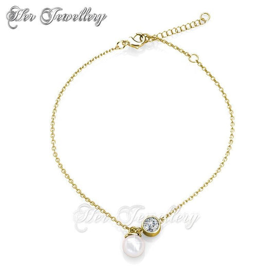 Swarovski Crystals Crystal Pearl Anklet (Yellow Gold) - Her Jewellery