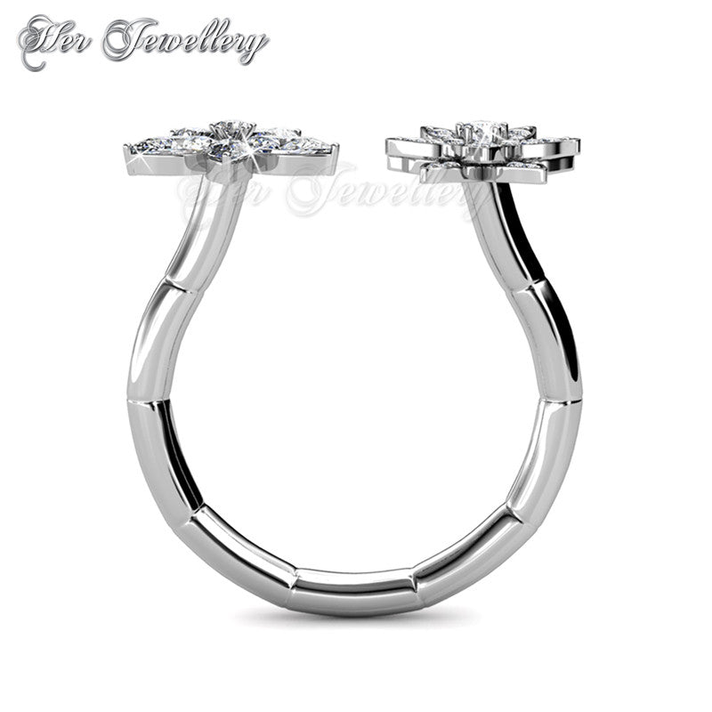 Swarovski Crystals Fraternal Bloom Ring - Her Jewellery