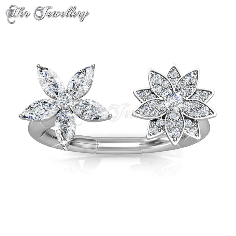 Swarovski Crystals Fraternal Bloom Ring - Her Jewellery