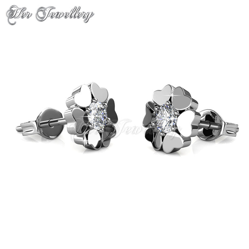 Swarovski Crystals Heart Petal Earrings - Her Jewellery