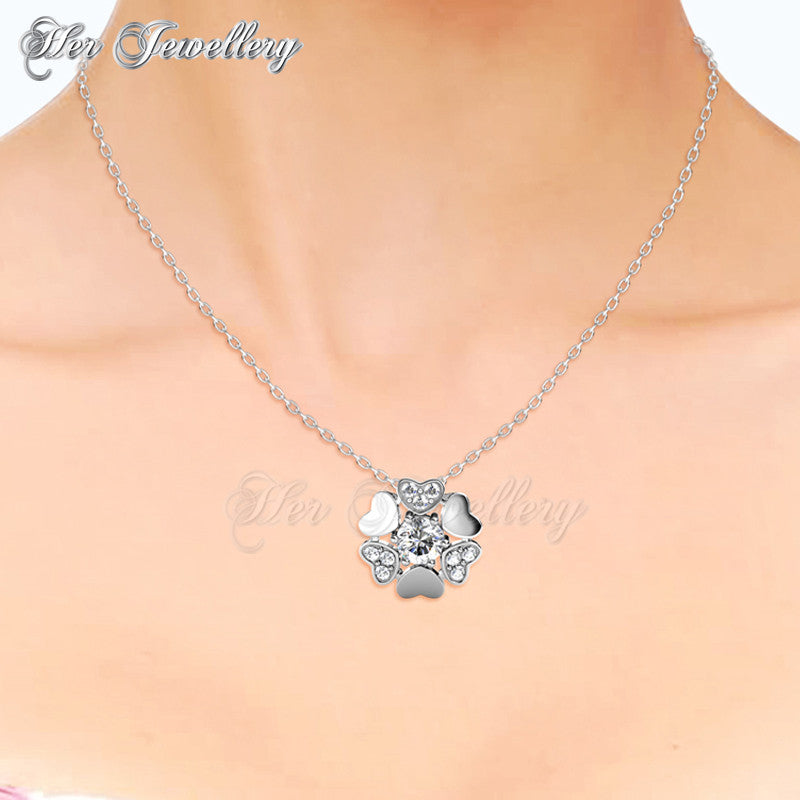 Swarovski Crystals Heart Petal Pendant - Her Jewellery