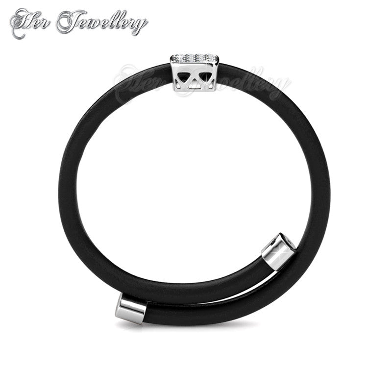 Swarovski Crystals Jack Leather Bracelet (Black) - Her Jewellery