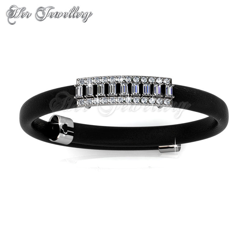 Swarovski Crystals Jame Leather Bracelet (Black) - Her Jewellery