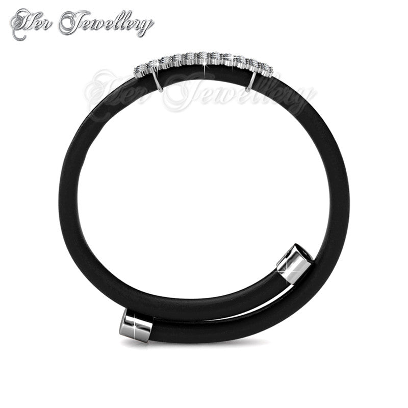 Swarovski Crystals Jamie Leather Bracelet (Black) - Her Jewellery