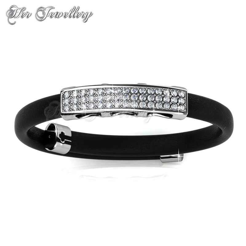 Swarovski Crystals Jill Leather Bracelet (Black) - Her Jewellery