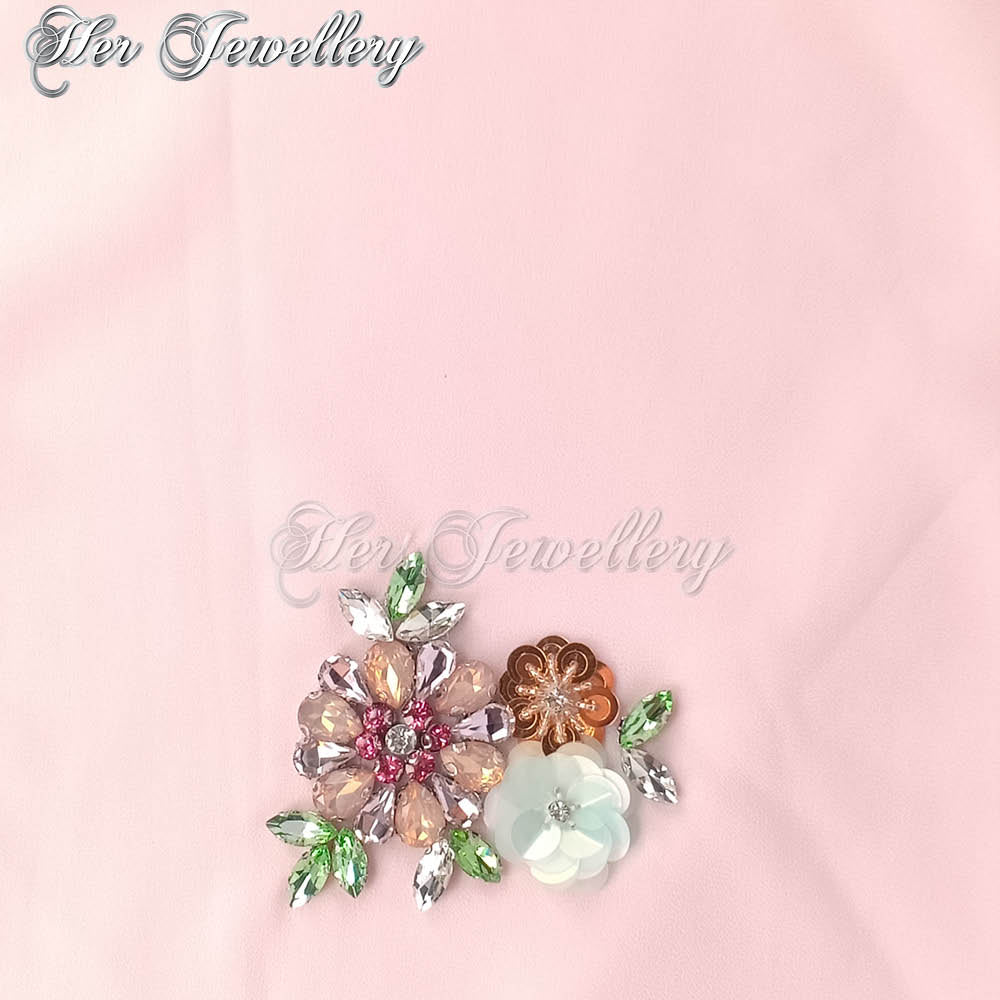 Swarovski Crystals Flowery Scarf (Pink) - Her Jewellery