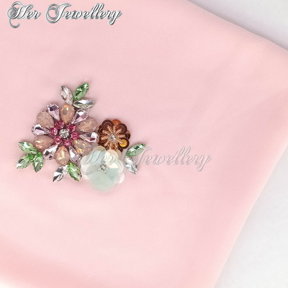 Swarovski Crystals Flowery Scarf (Pink) - Her Jewellery