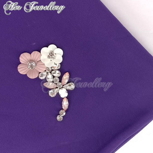 Swarovski Crystals Plum Blossome Scarf (Purple) - Her Jewellery