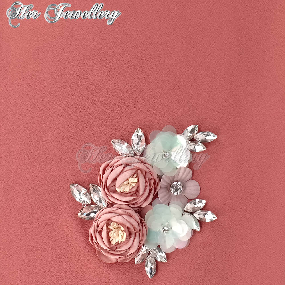Swarovski Crystals Rosy Blossome Scarf (Brick Red) - Her Jewellery