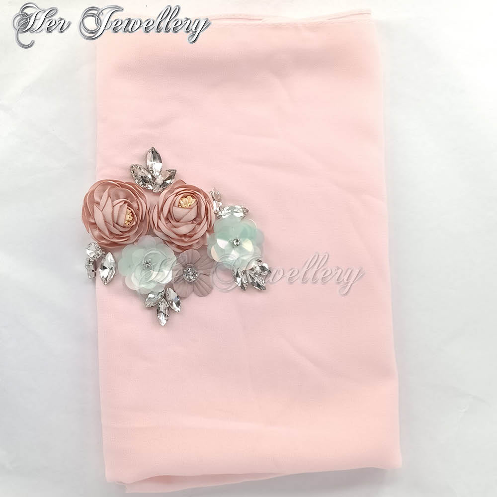 Swarovski Crystals Rosy Blossome Scarf (Pink) - Her Jewellery