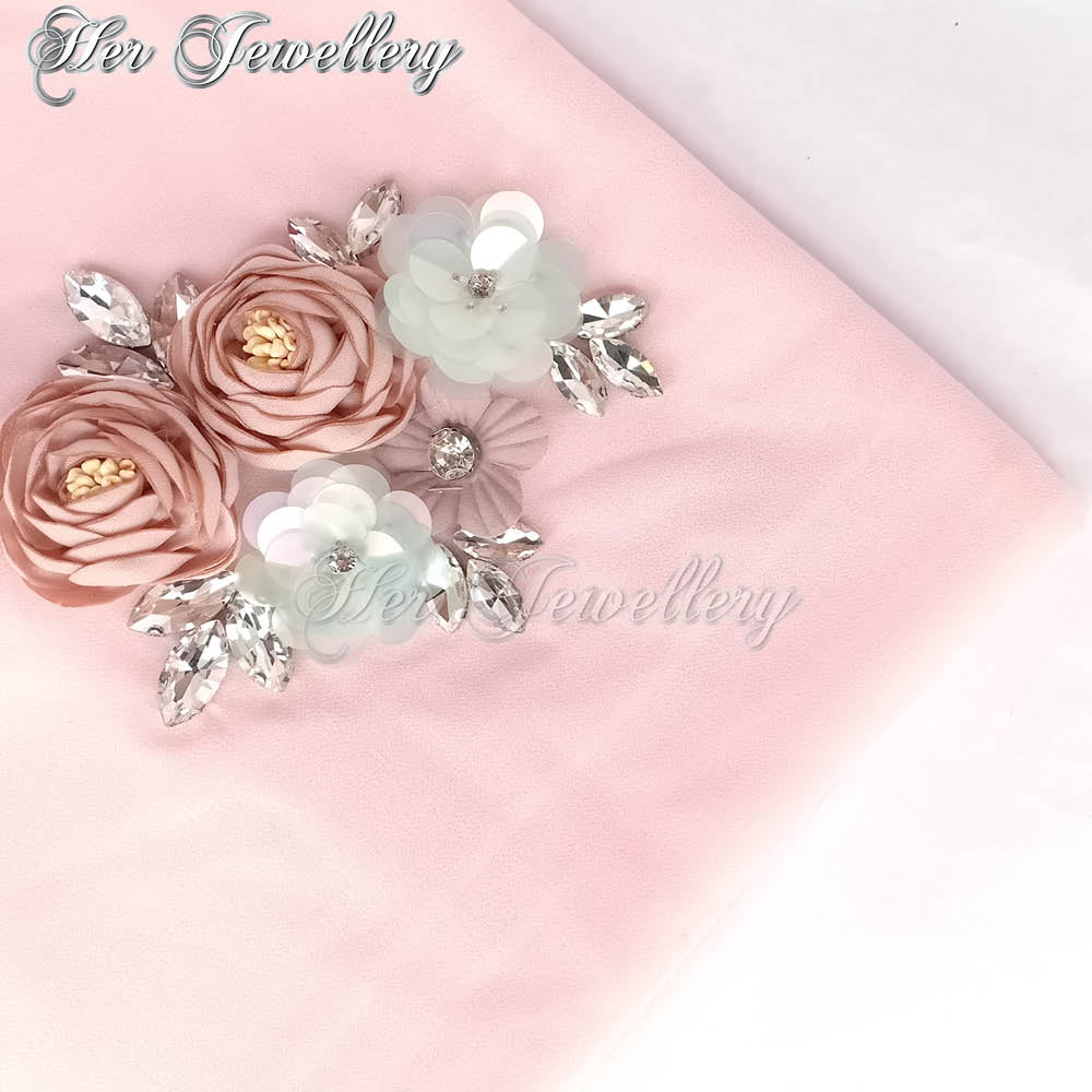 Swarovski Crystals Rosy Blossome Scarf (Pink) - Her Jewellery