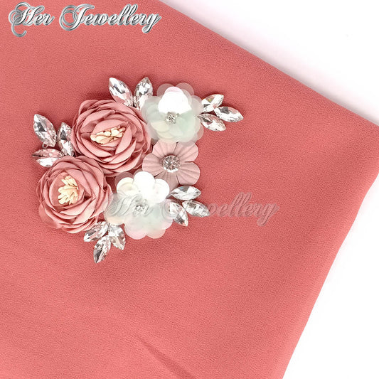 Swarovski Crystals Rosy Blossome Scarf (Red) - Her Jewellery
