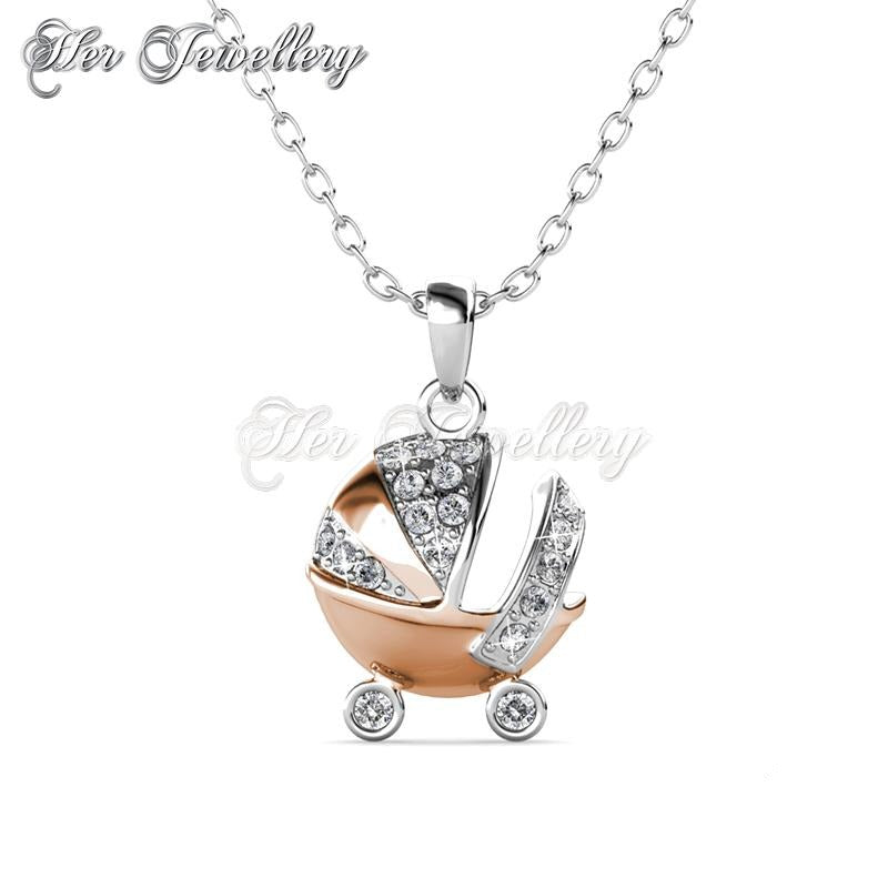 Swarovski Crystals Baby Stroller Pendant - Her Jewellery
