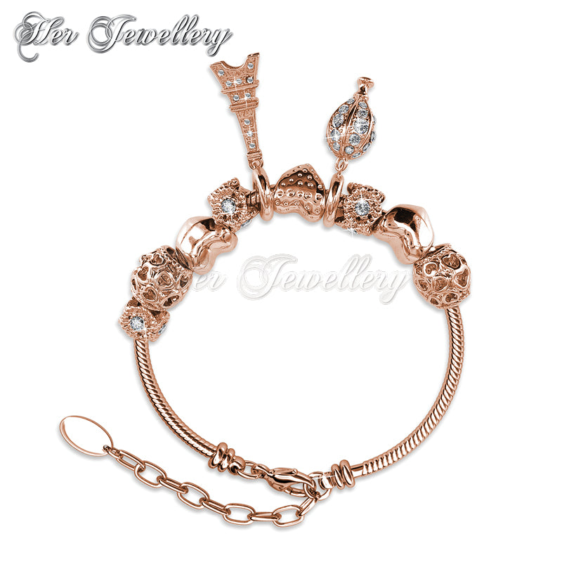 Swarovski Crystals La Ville Charm Bracelet (Rose Gold) - Her Jewellery