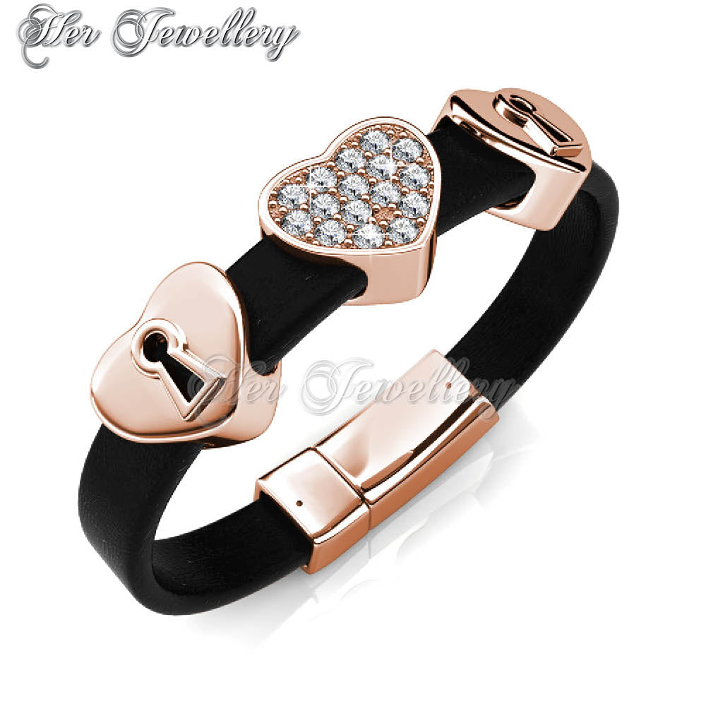 Swarovski Crystals Love Lock Bracelet (Rose Gold) - Her Jewellery