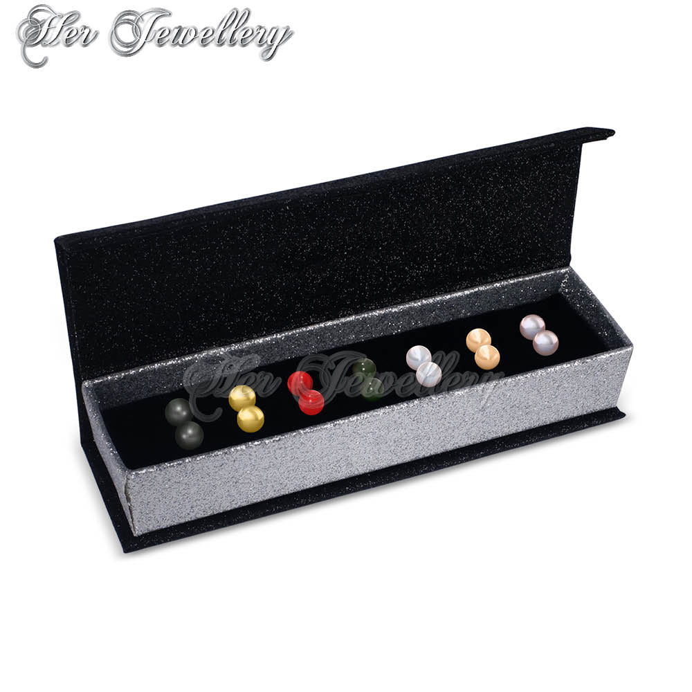 Swarovski Crystals 7 Days Colourful Pearl Earrings Set - Her Jewellery