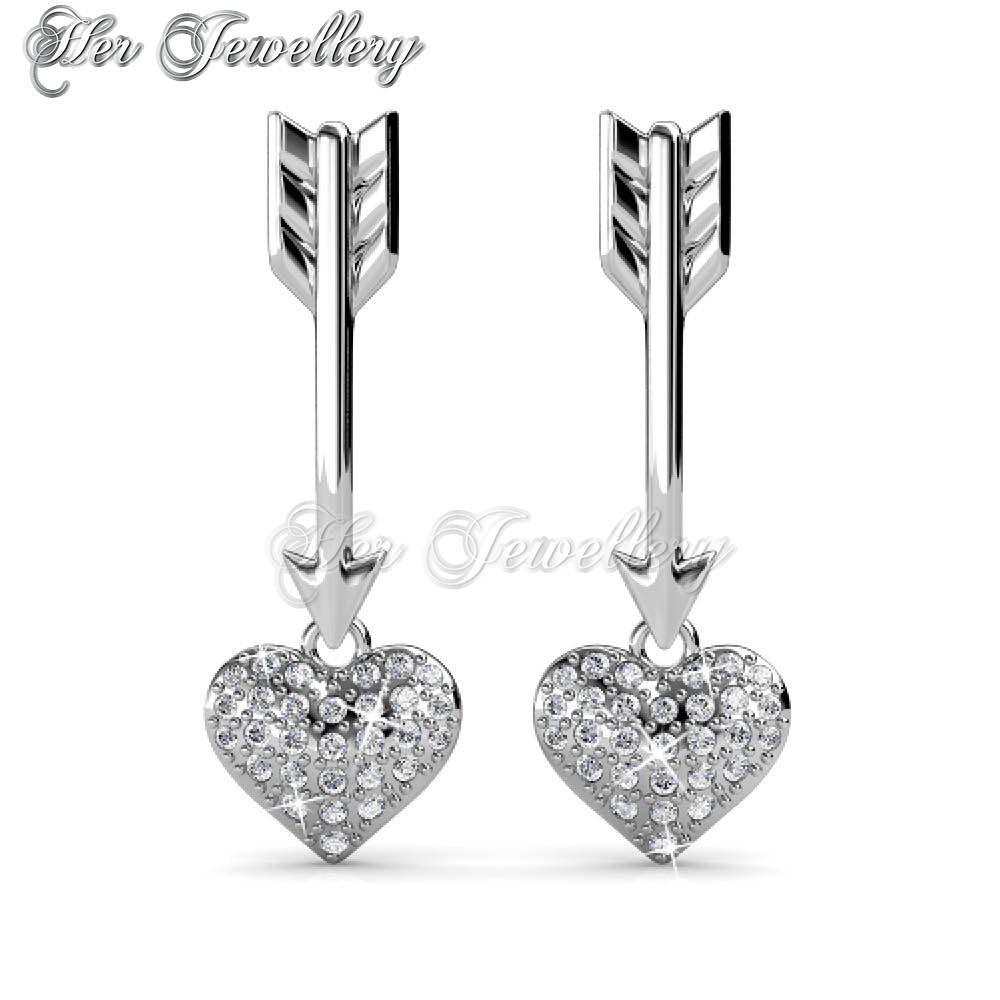 Swarovski Crystals Arrow Of Heart Earrings - Her Jewellery