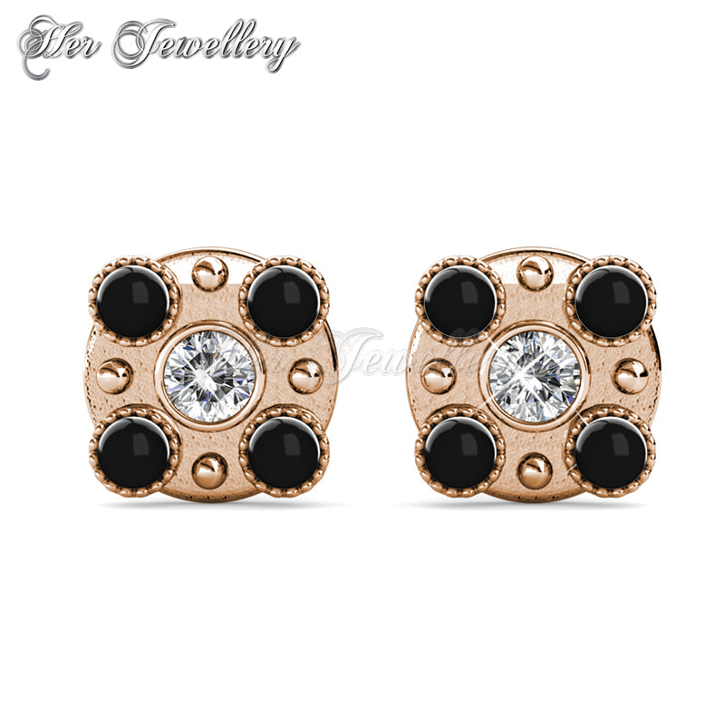 Swarovski Crystals Bronx Earrings (Rose Gold Black) - Her Jewellery