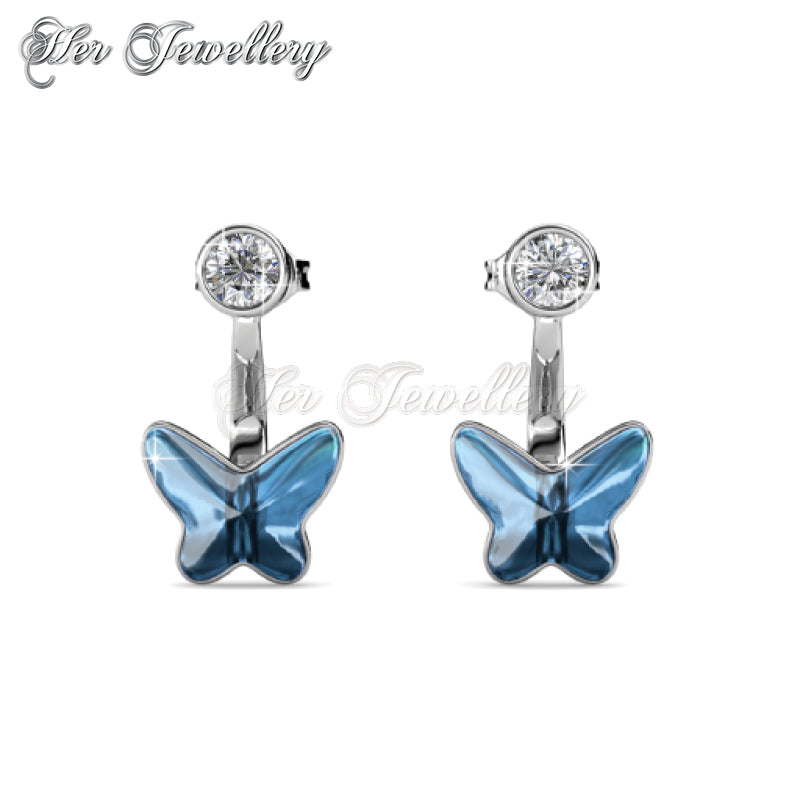 Swarovski Crystals Butterfly Teal Earrings - Her Jewellery