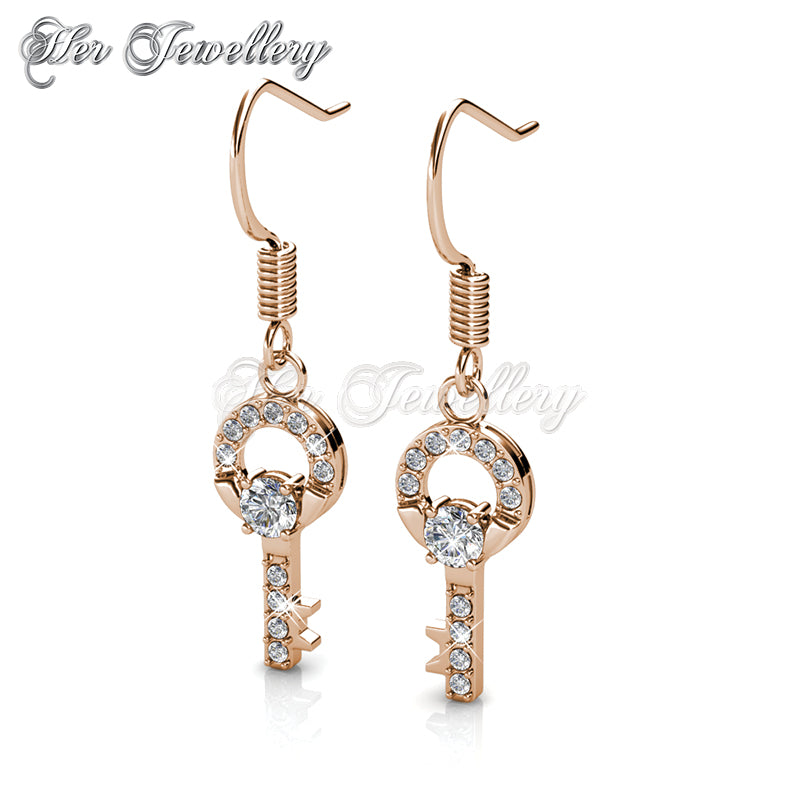 Swarovski Crystals Camilia Key Earringsâ€ (Rose Gold) - Her Jewellery