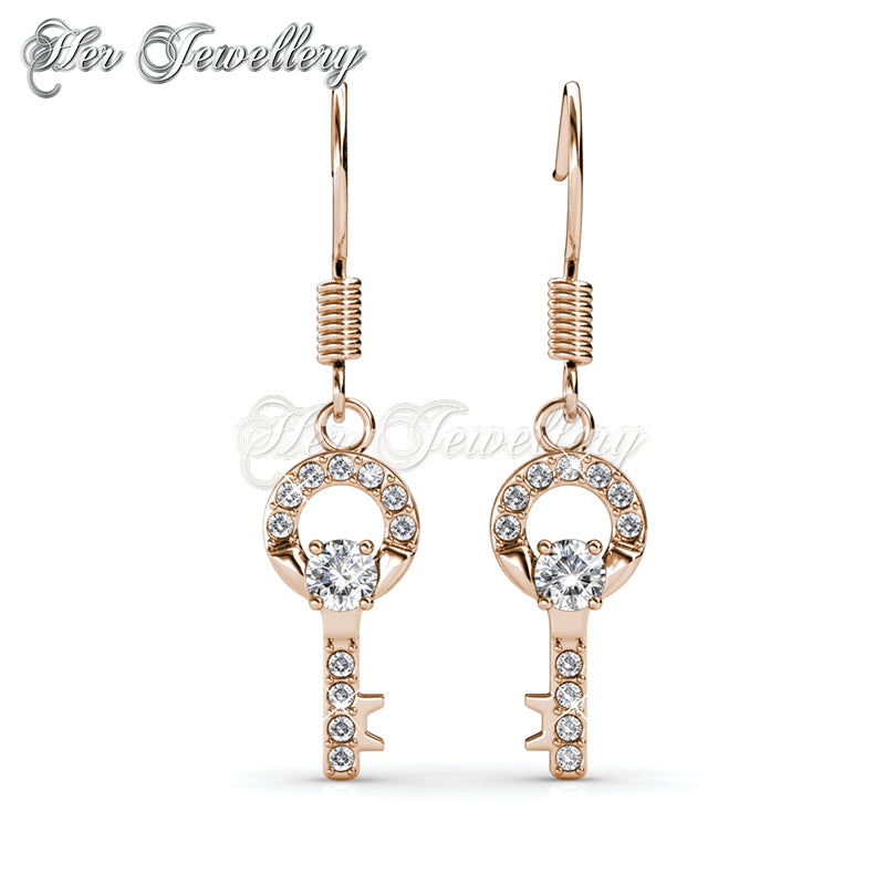 Swarovski Crystals Camilia Key Earringsâ€ (Rose Gold) - Her Jewellery