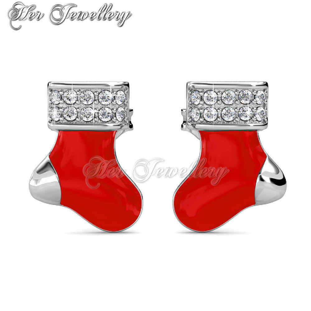 Swarovski Crystals Christmas Socks Earrings - Her Jewellery
