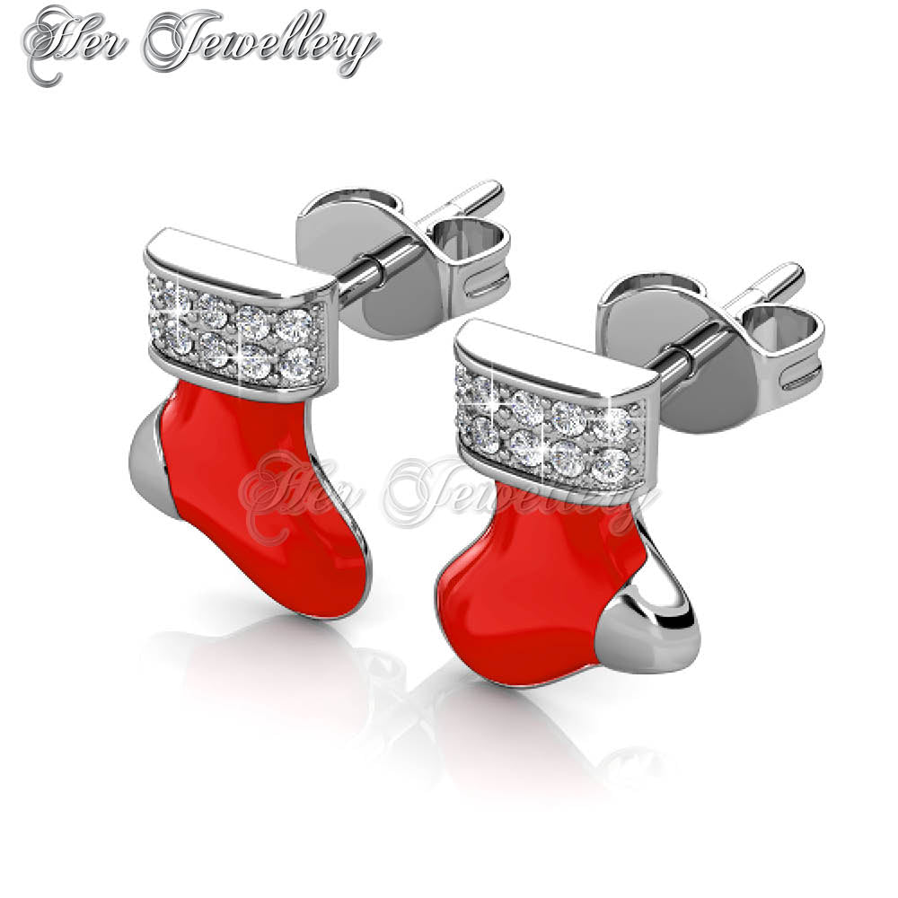 Swarovski Crystals Christmas Socks Earrings - Her Jewellery
