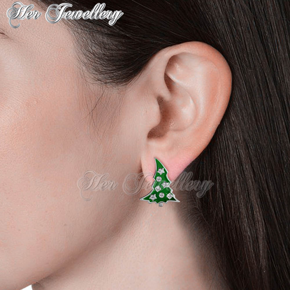 Swarovski Crystals Christmas Tree Earrings - Her Jewellery
