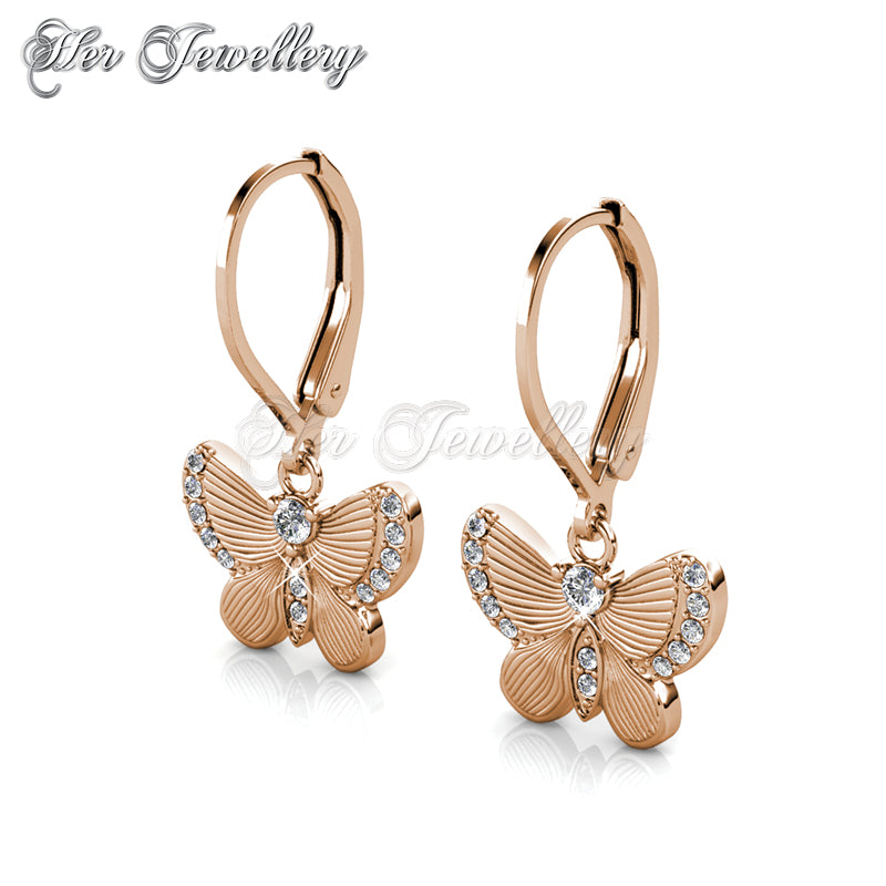 Swarovski Crystals Chrysalis Butterfly Earrings (Rose Gold) - Her Jewellery