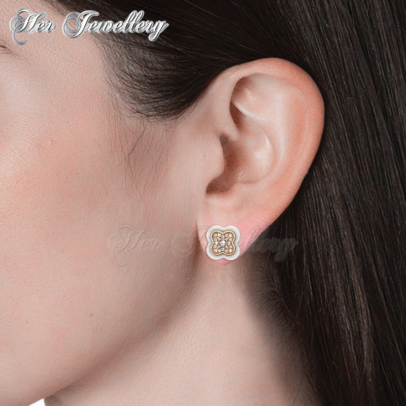 Swarovski Crystals Clover Ceramic Earrings - Her Jewellery