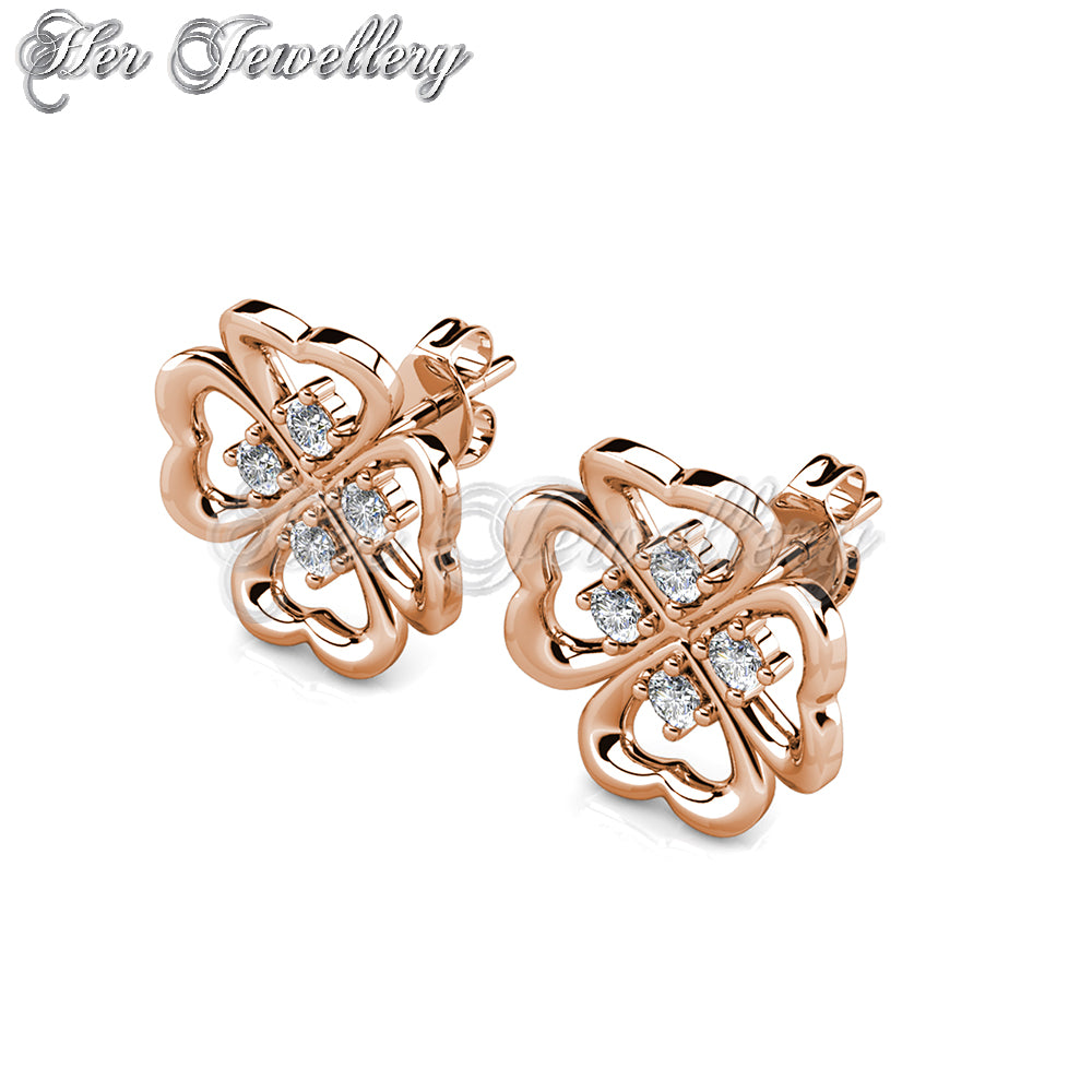 Swarovski Crystals Clover Heart Earrings - Her Jewellery