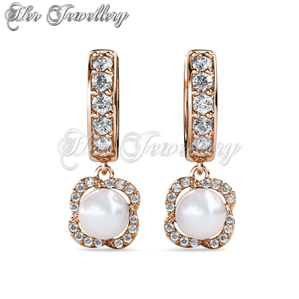 Swarovski Crystals Clover Pearl Earrings - Her Jewellery