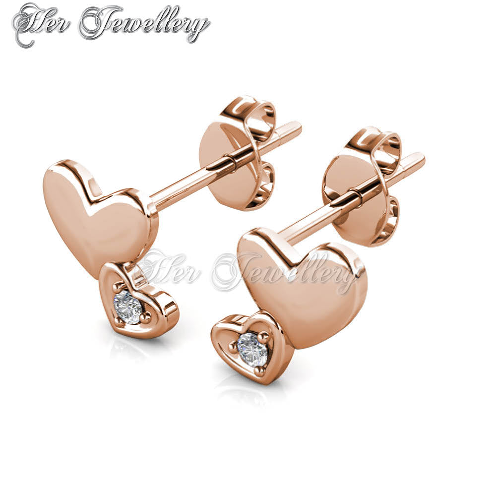 Swarovski Crystals Coupled Heart Earrings - Her Jewellery